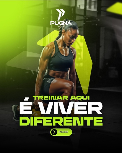 A 4:5 aspect ratio ad featuring a high-contrast athletic subject with strong typography that promotes a unique fitness environment.
